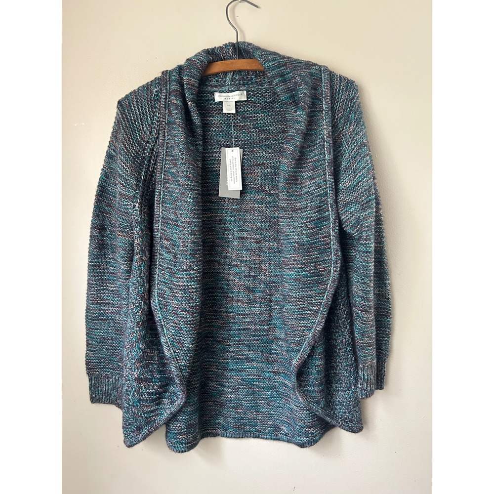SOLD  Christopher & Banks Petite Cardigan Sweater Open Front Multicolored Knit‎